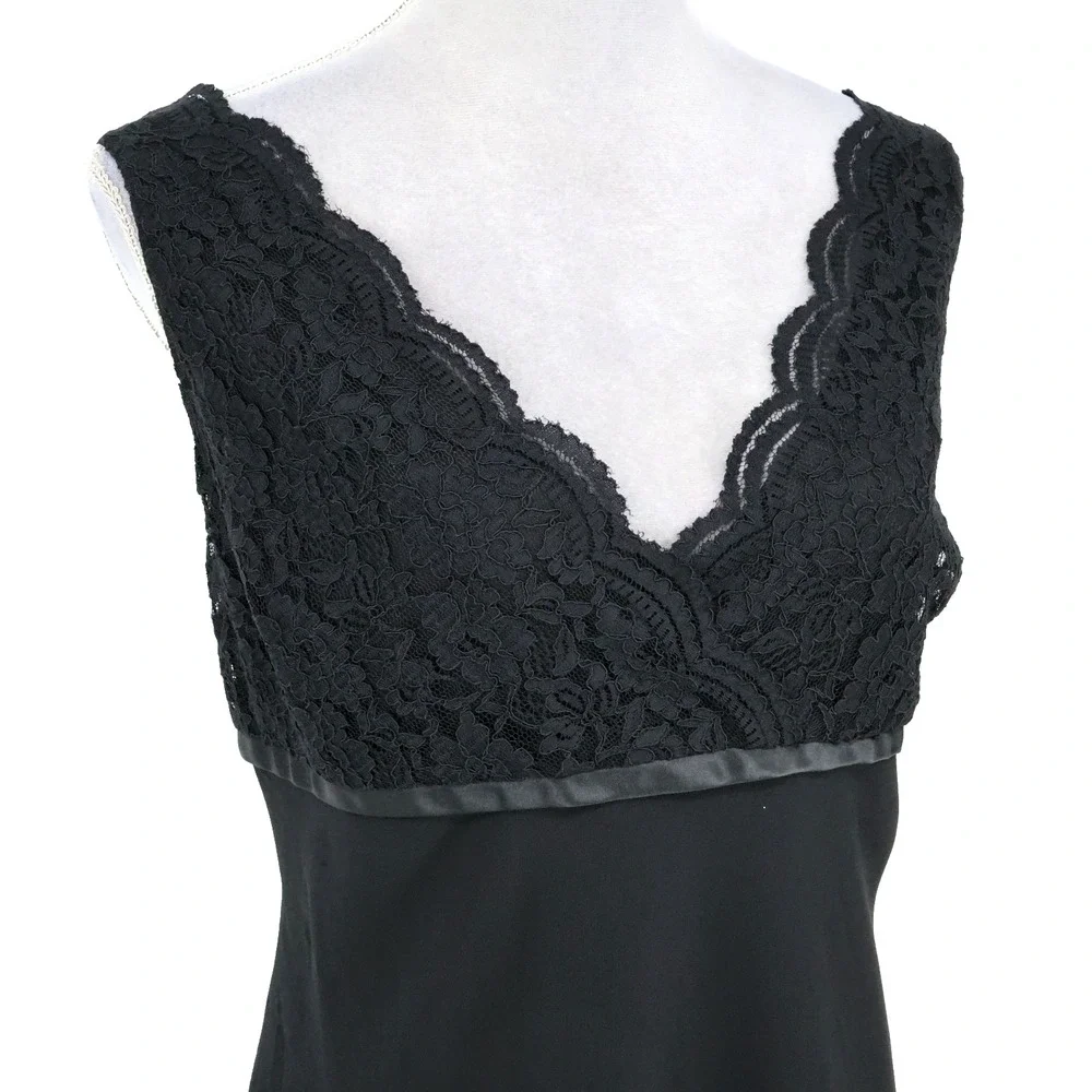 Jones Wear Dress Womens 16 Black Lace Bodice Chiffon Skirt Side Zip Lined Party - Picture 6 of 12